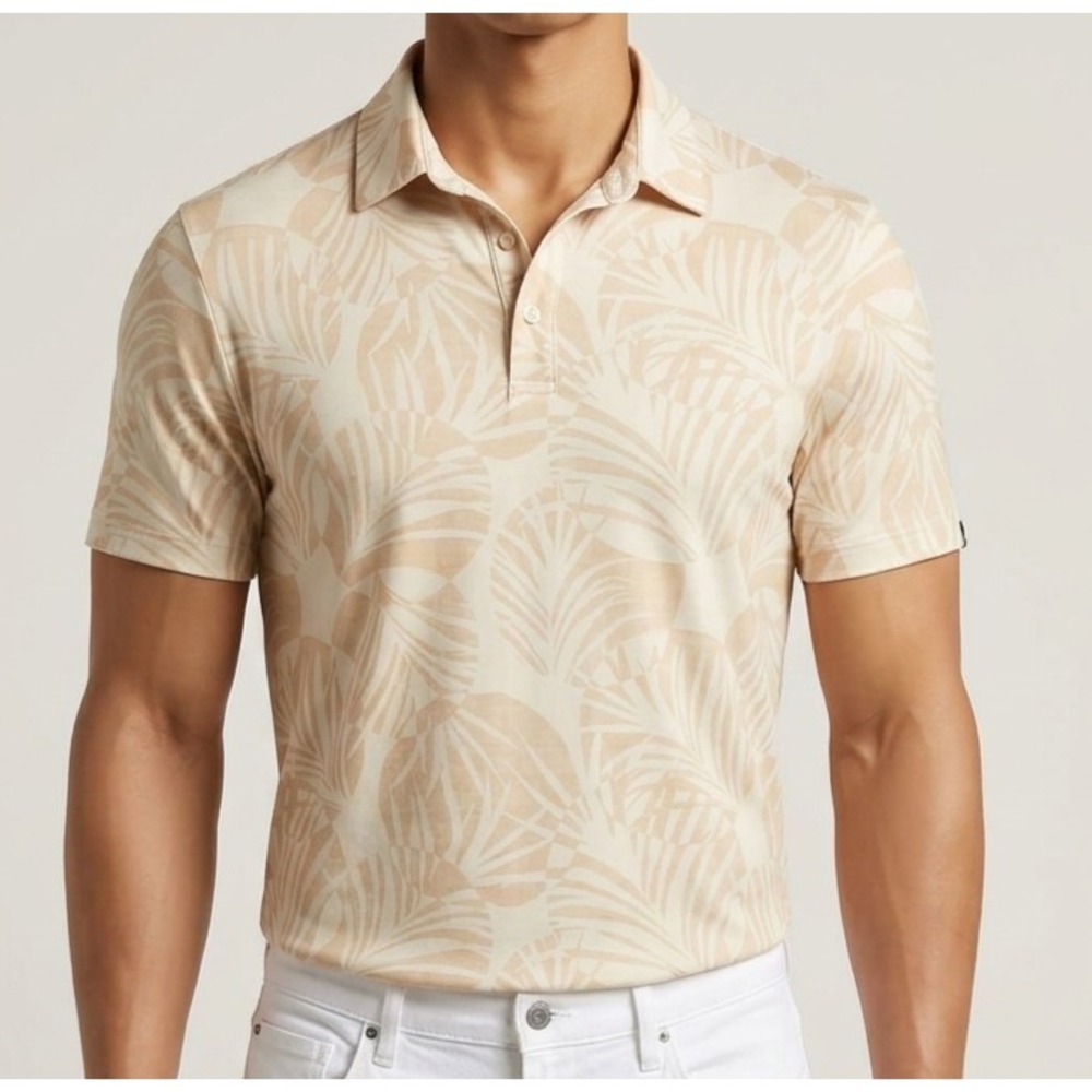 Shore USA Palm Leaf Polo Shirt Men's XL Tropical Casual Short Sleeve